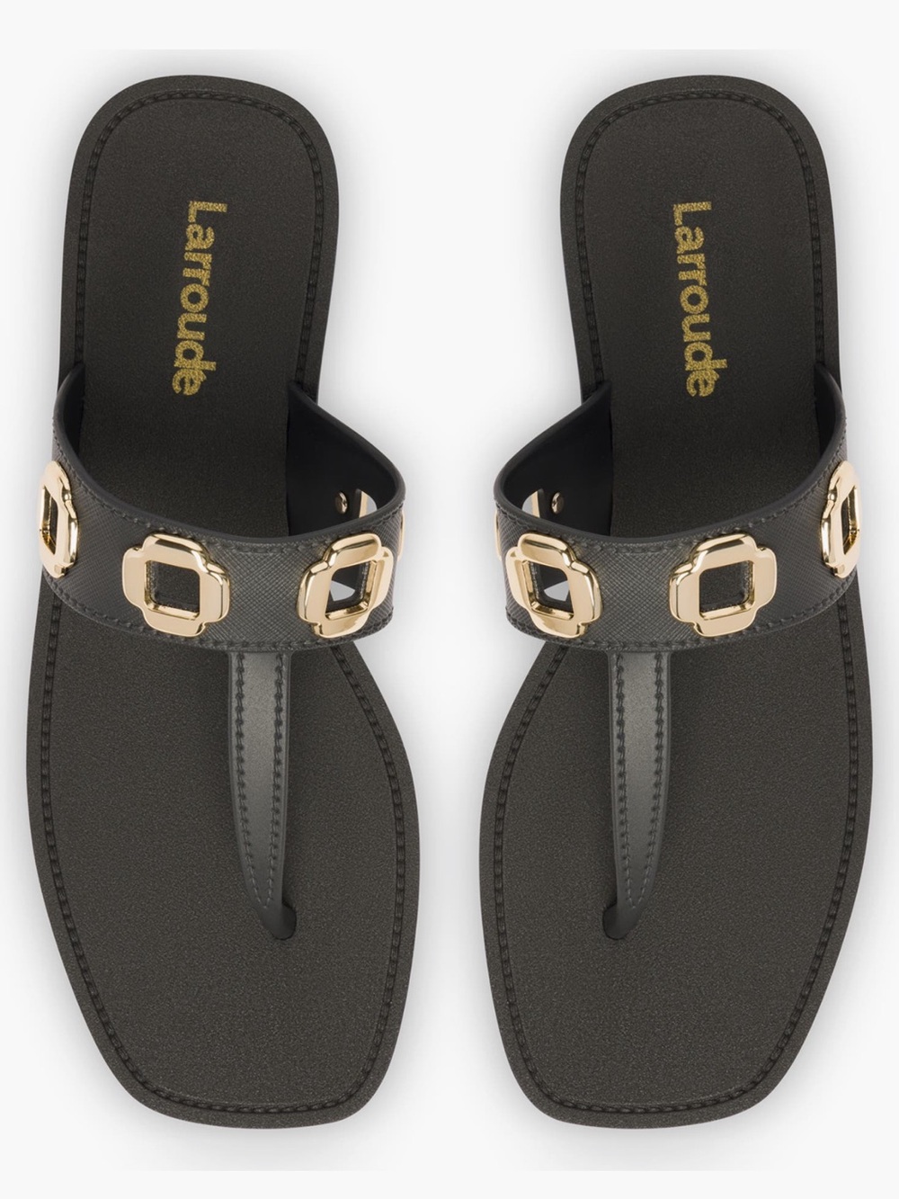Larroudé Milan Jelly Thong Sandals in Black